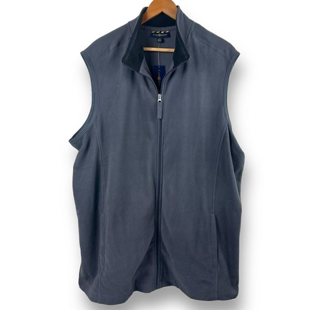 Club Room Men's Size XL Tall‎ Full Zip Fleece Vest Classic Gray Layering New